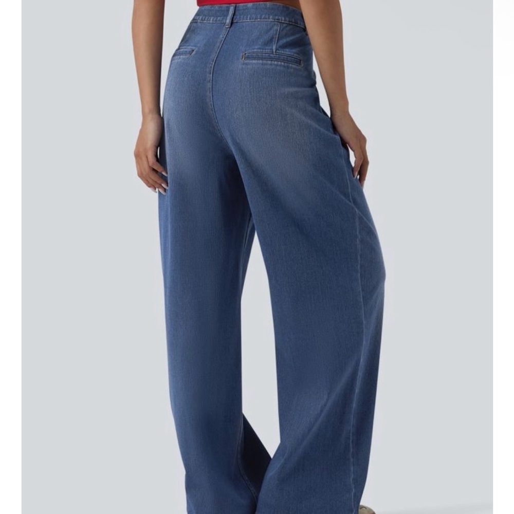 Halara Flex™ Asymmetric High Waisted Wide Leg Washed Casual Womens - Picture 2 of 8